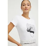 Liu Jo Bombažna kratka majica ženski, bela barva