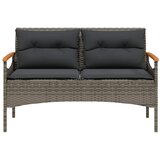  Vrtna klupa s jastucima 116 x 62,5 x 74 cm siva od poliratana | shoptok.hr