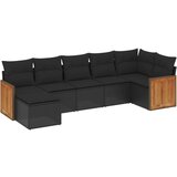  The Living Store Vrtna sedežna garnitura 7-delna z blazinami črn poli ratan - Vrtna Sedežna Garniture, (21443545) | Shoptok.si