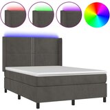 Box spring postelja z vzmetnico LED temno siva 140x200 cm žamet, (20726838) | Shoptok.si