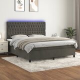  box spring s madracem LED tamnosivi 180x200 cm baršun | shoptok.hr