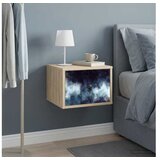 vidaXL Wall-mounted noćni ormarić RAALTE 2 kom. Hrast sonoma - Hrast sonoma Plavi mramorni uzorak 2 | shoptok.hr