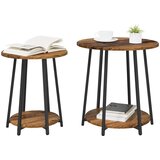  Set pomoćnih stolića s policom 2 pcs Stari drvo i crna | shoptok.hr