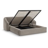 Cosmopolitan Design Svetlo rjava oblazinjena zakonska postelja s prostorom za shranjevanje z letvenim dnom 140x200 cm Campi – | Shoptok.si