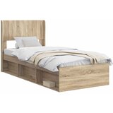  Krevetna konstrukcija s pohranom i uzglavljem Hrast sonoma Smeđa 75 x 190 cm | Shoptok.si