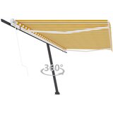 vidaXL Prostostoječa avtomatska tenda 500x350 cm rumena/bela Cene