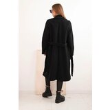 Kesi Włoski Women's suede coat tied at the waist black | Shoptok.si