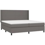  Box spring postelja z vzmetnico LED siva 200x200cm umetno usnje, (20761251) | Shoptok.si