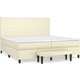  Krevet s oprugama i madracem krem 200x200 cm od umjetne kože | shoptok.hr