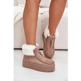 PG2 Women's Snow Boots On Platform With Fur And Zipper Dark Beige Filiala