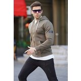 Madmext Men's Khaki Hooded Zipper Sweatshirt 2155 Cene