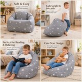 Ginger Home Детски Пуф Кресло Little Stars, 100% Памук, Сив Барбарон Със Звезди, 55x44x55 см | shoptok.hr