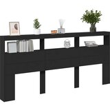 Ormarić za uzglavlje s LED svjetlima crni 220 x 17 x 102 cm | shoptok.hr