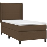  Box spring postelja z vzmetnico LED temno rjava 100x200cm blago, (20894084) | Shoptok.si