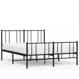 The Living Store Kovinski posteljni okvir z vzglavjem in vznožjem črn 135x190 cm - Posteljni Okvir, (21523223) | Shoptok.si
