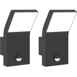  Vanjske LED zidne svjetiljke sa senzorima 2 kom crne aluminij | shoptok.hr