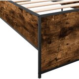 vidaXL Posteljni okvir dimljeni hrast 75x190 cm inž. les in kovina, (21155961) | Shoptok.si