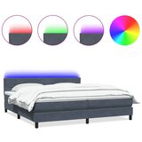 Krevet s oprugama i madracem LED tamnosivi 180x210 cm baršunasti | Eponuda.com