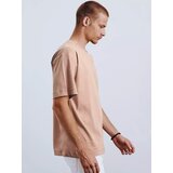 DStreet T-shirt męski z naszywką cappuccino | Shoptok.si
