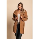 Fenzy Eleganten Plašč Z Gumbi In Zadrgo, Kamelja | Shoptok.si