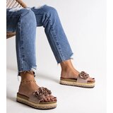 Gemre Beige flip-flops decorated with flowers Mehret | Shoptok.si