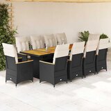  11-dijelni vrtni bistro set od poliratana s jastucima crni | shoptok.hr