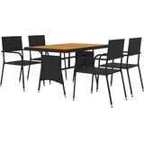  5-dijelni vanjski blagovaonski set od poliratana crni | shoptok.hr