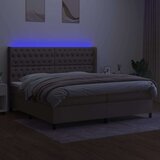 vidaXL Krevet box spring s madracem LED smeđesivi 200x200 cm tkanina | shoptok.hr