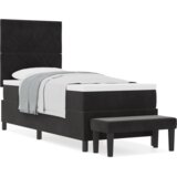 Box Spring Krevet s Madracem i Klupom Crni 80x200 cm Baršun | shoptok.hr