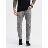 Ombre Men's marbled denim pants with raw-leg SLIM FIT - grey | shoptok.hr