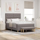 vidaXL Box Spring Postelja z Blazino in Klopjo Taupe 160x200 cm Tkanina, (22049466) | Shoptok.si