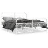 Maison Chic Kovinski Posteljni okvir - Dvoposteljna postelja - Zakonska postelja z vzglavjem in vznožjem bel 183x213 cm, (21696954) | Shoptok.si
