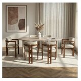 Hanah home Set Trpezarijski sto i 6 stolica Meridia 6 Travertine Walnut White Cene