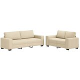  Dvodijelni set sofa s jastucima, krem tkanina | Shoptok.si