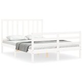 The Living Store Posteljni okvir z vzglavjem bel 140x190 cm trden les - Posteljni Okvir, (21526147) | Shoptok.si