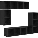  Set TV komoda 4 kom. Crni hrast Konstruirano drvo Crna 37 x 37 x 142,5 cm | Shoptok.si