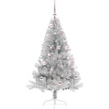 vidaXL Umjetna preddekorirana božićna jelka srebrna 150 cm PET | Shoptok.si