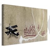  Slika - Banksy\'s Plane (1-part) - Red Graffiti Text on Mural Background 60x40 Akustična | shoptok.hr