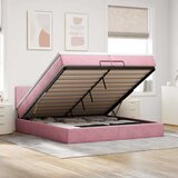 vidaXL Otomanski posteljni okvir z vzmetnico roza 200x200 cm žamet, (22054148) | Shoptok.si