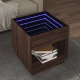 vidaXL Klubska mizica z neskončnimi LED rjavi hrast 50x50x50 cm | Shoptok.si