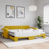 vidaXL Izvlečna dnevna postelja z vzmetnicami rumena 90x200 cm žamet Cene