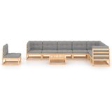 The Living Store Vrtna sedežna garnitura 9-delna z blazinami trdna borovina - Vrtna Sedežna Garnitura, (21421562) | Shoptok.si