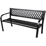  Vrtna kovinska klop s naslonom 120 cm - črna | Shoptok.si