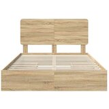  Postelja s shranjevanjem z vzglavjem Sonoma hrast 160 x 200 cm, (5000106151) | Shoptok.si