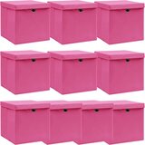 vidaXL Škatle za shranjevanje s pokrovi x 10 roza 32x32x32 cm blago Cene
