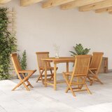  Vrtni set za objed 5 pcs Smeđa Čvrsto teak drvo | shoptok.hr