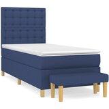 vidaXL Box spring postelja z vzmetnico moder 90x190 cm blago, (20896734) Cene