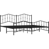  Metalni okvir kreveta uzglavlje i podnožje crni 193x203 cm | shoptok.hr
