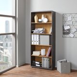 Mömax pisarniški regal fontana Ftr04, temno siva, hrast | Shoptok.si