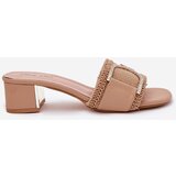 Boto Ladies Heels With Decorative Detail Dark Beige Julinemi | Eponuda.ba